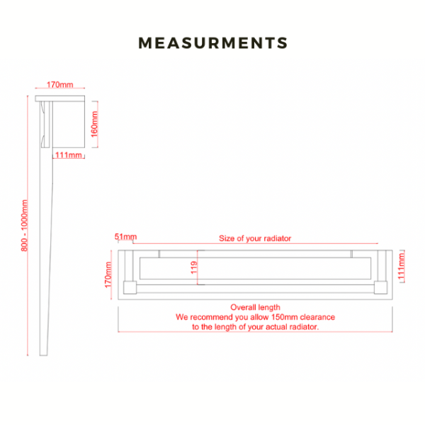 Luxwood Design Measurements Radiator cover